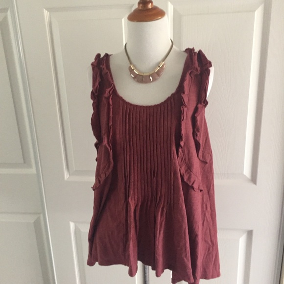 Anthropologie Deletta Red Ruffle Tank S - Picture 3 of 8